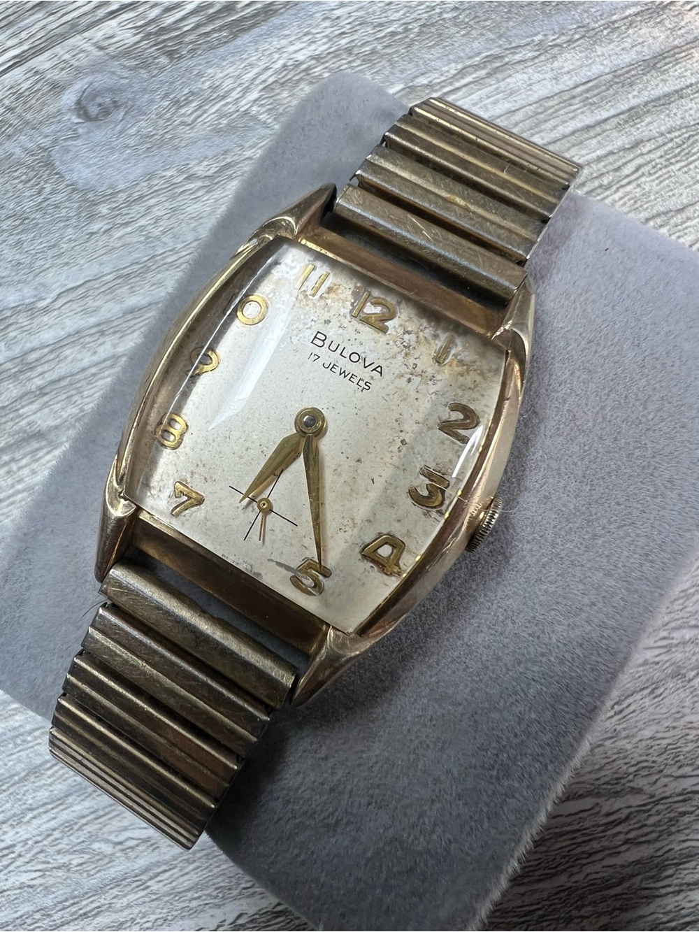 Bulova Gold Tone Men’s Tank Watch with Gold Dial Accents